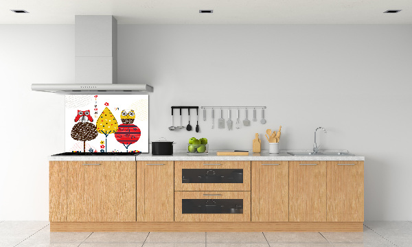 Kitchen splashback Owls on a tree