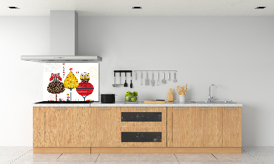 Kitchen splashback Owls on a tree