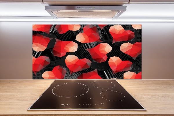 Cooker splashback Geometric hearts