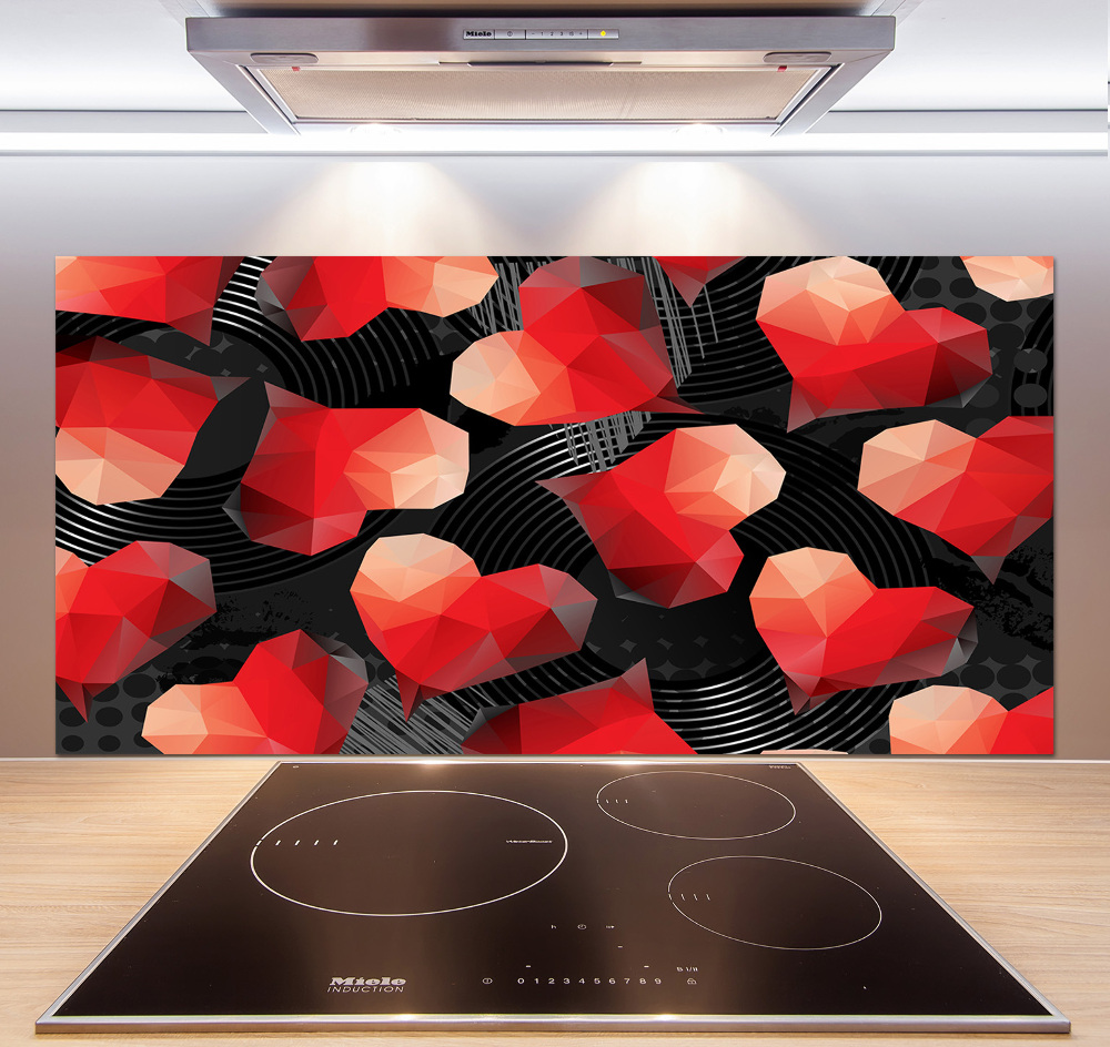 Cooker splashback Geometric hearts