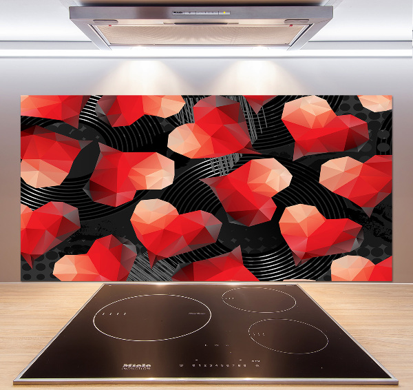 Cooker splashback Geometric hearts