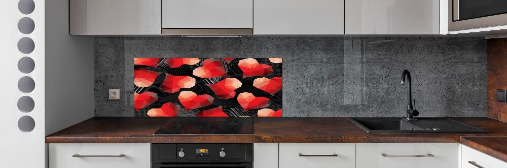 Cooker splashback Geometric hearts