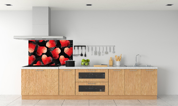 Cooker splashback Geometric hearts