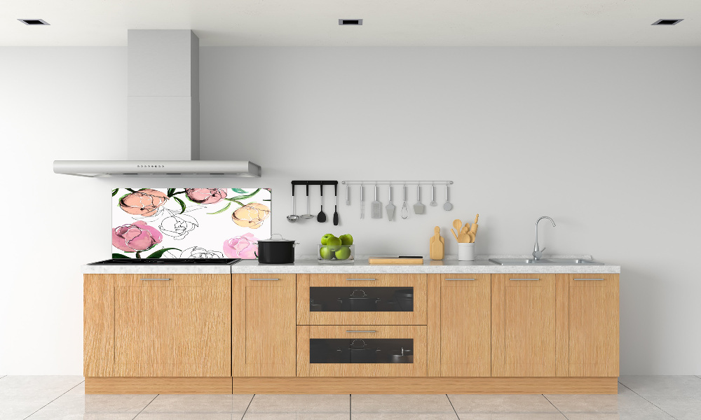 Cooker splashback Peony buds