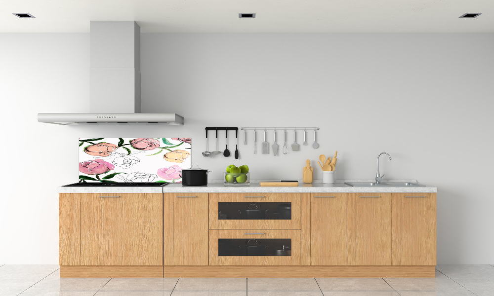 Cooker splashback Peony buds