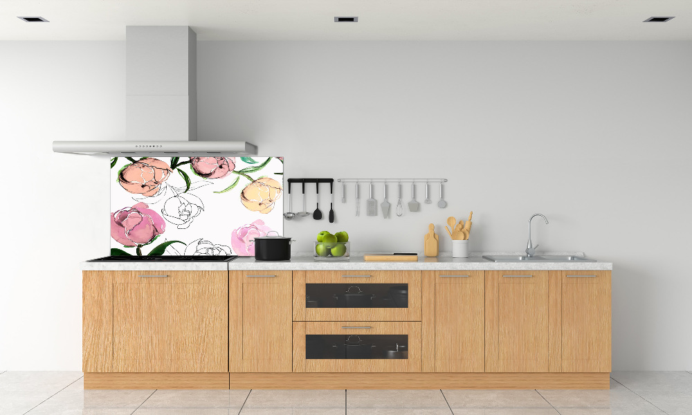 Cooker splashback Peony buds