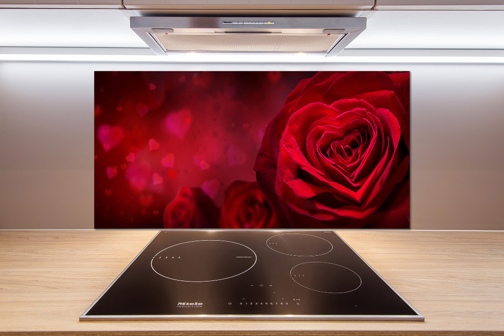 Cooker splashback Red heart rose