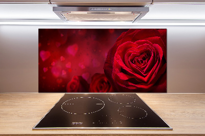 Cooker splashback Red heart rose