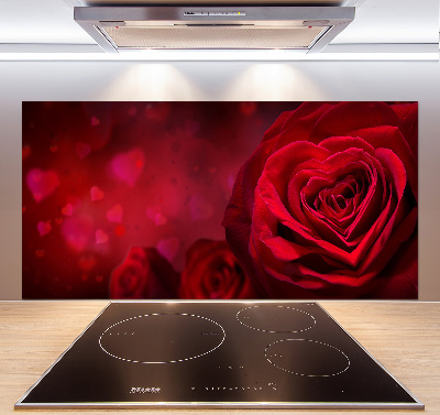 Cooker splashback Red heart rose