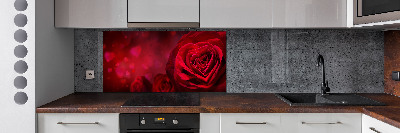 Cooker splashback Red heart rose