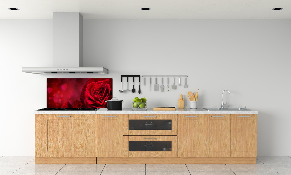 Cooker splashback Red heart rose