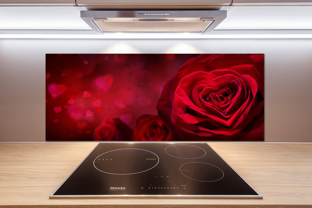 Cooker splashback Red heart rose