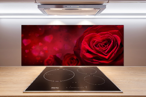 Cooker splashback Red heart rose