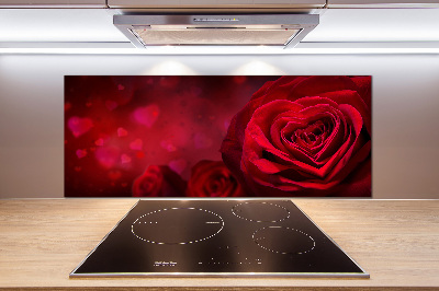 Cooker splashback Red heart rose