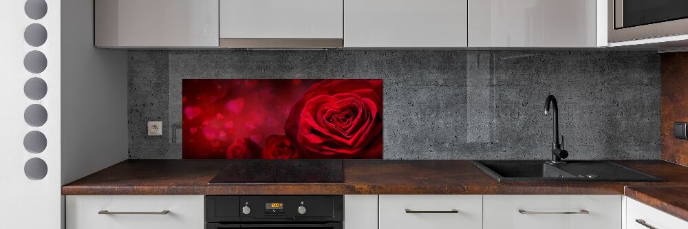 Cooker splashback Red heart rose