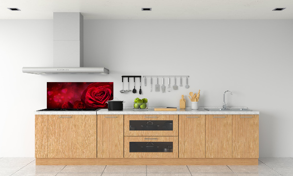 Cooker splashback Red heart rose