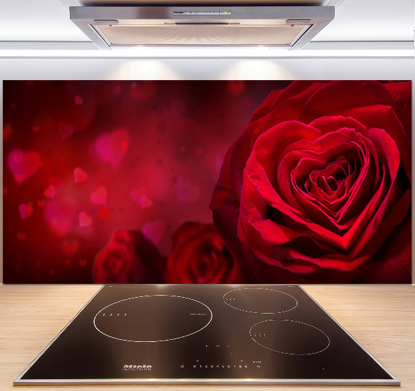 Cooker splashback Red heart rose