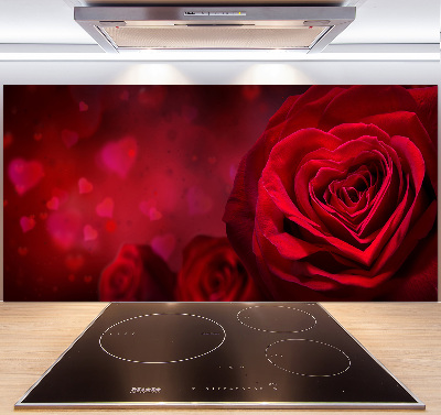 Cooker splashback Red heart rose