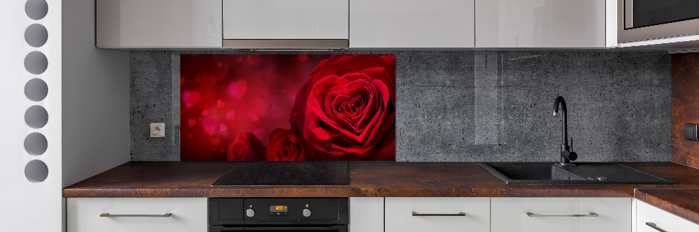 Cooker splashback Red heart rose