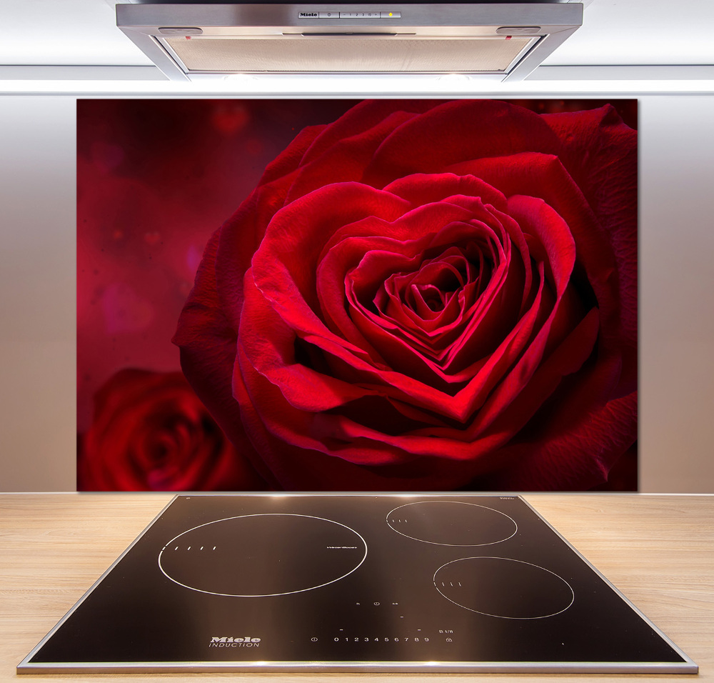 Cooker splashback Red heart rose