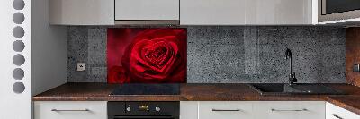 Cooker splashback Red heart rose