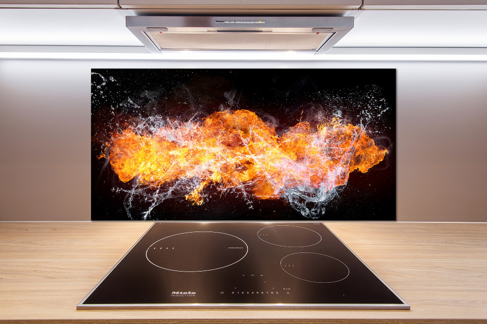 Cooker splashback Fire versus water