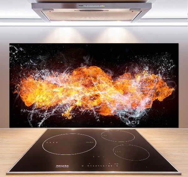 Cooker splashback Fire versus water