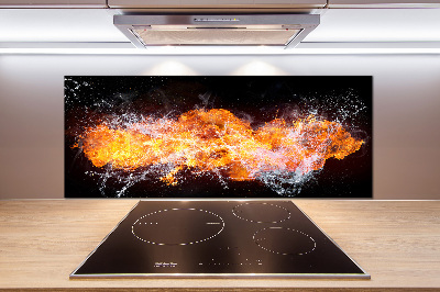 Cooker splashback Fire versus water