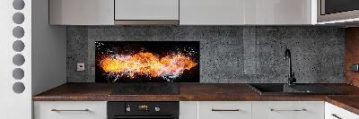 Cooker splashback Fire versus water