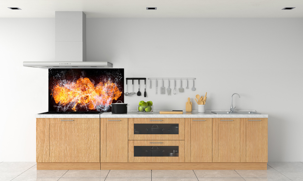 Cooker splashback Fire versus water