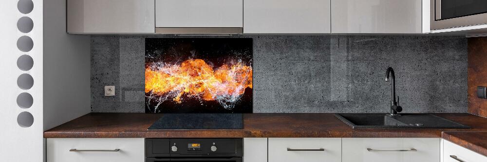 Cooker splashback Fire versus water