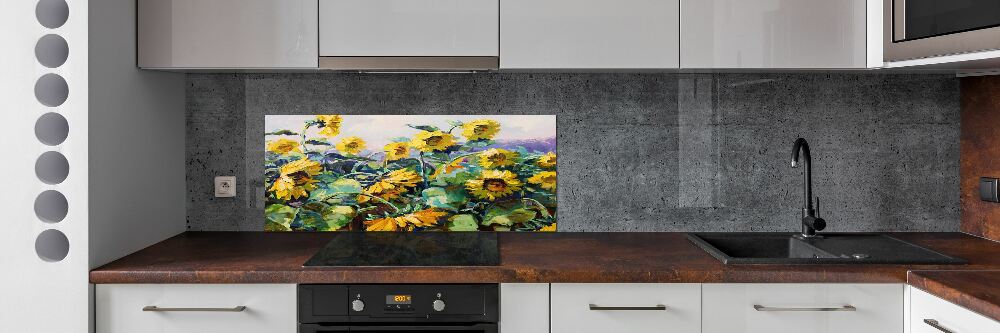 Cooker splashback Sunflowers