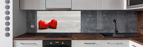 Hob splashback Hearts on wood