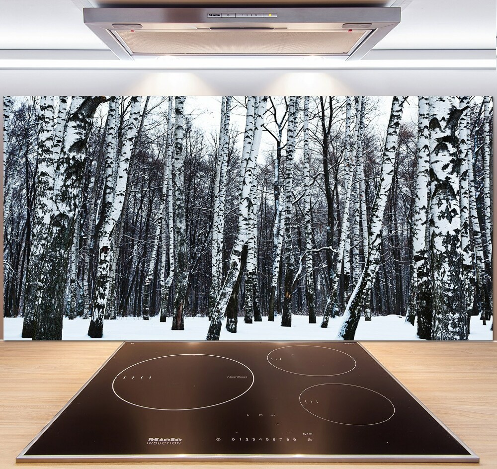 Cooker splashback Birches in winter