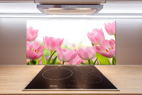 Cooker splashback Pink tulips