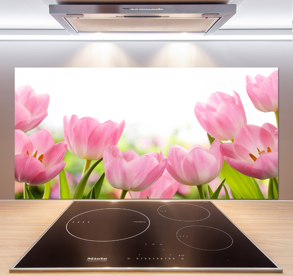 Cooker splashback Pink tulips