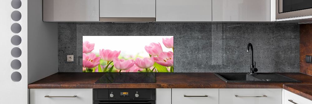 Cooker splashback Pink tulips