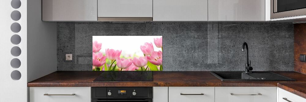 Cooker splashback Pink tulips