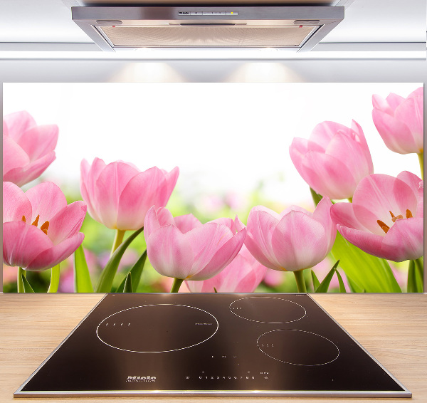 Cooker splashback Pink tulips