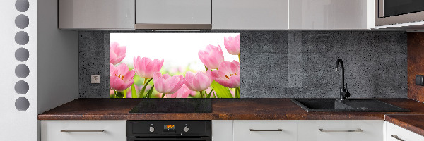 Cooker splashback Pink tulips