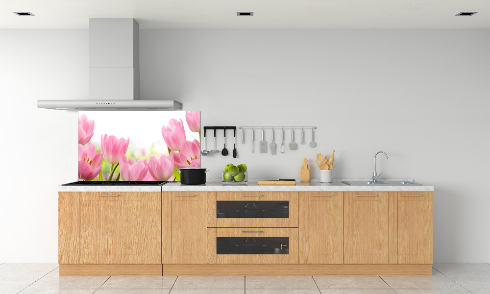 Cooker splashback Pink tulips