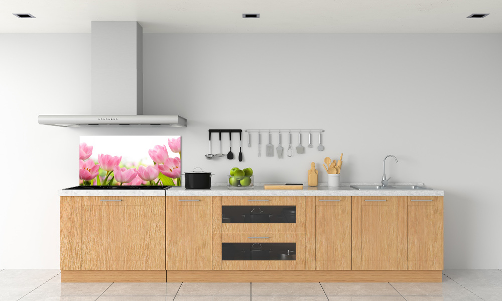 Cooker splashback Pink tulips