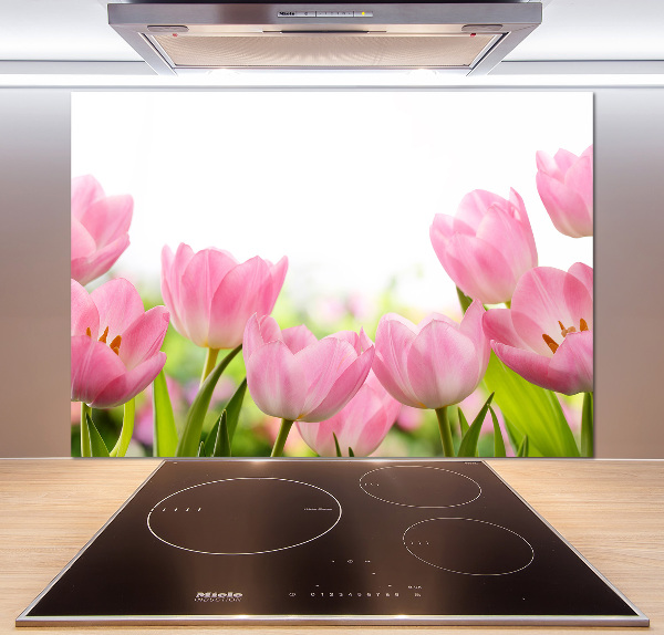 Cooker splashback Pink tulips