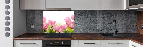 Cooker splashback Pink tulips