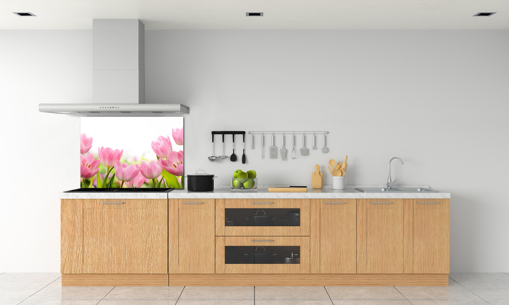 Cooker splashback Pink tulips