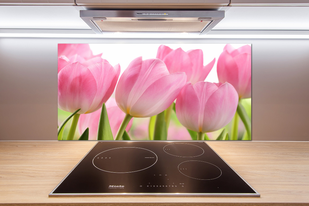 Cooker splashback Pink tulips