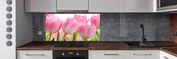 Cooker splashback Pink tulips