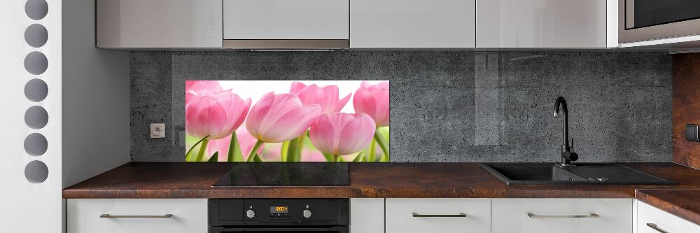 Cooker splashback Pink tulips