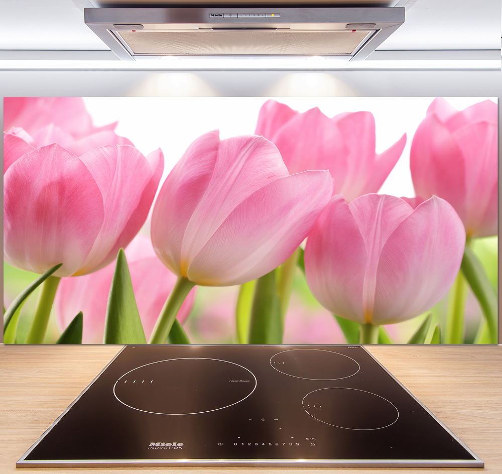 Cooker splashback Pink tulips