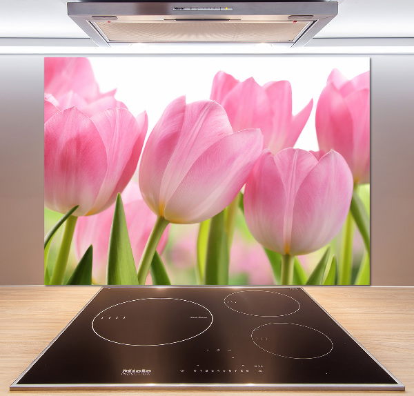 Cooker splashback Pink tulips